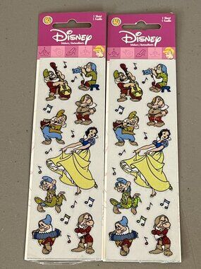 2 Packs Disney Snow White and the 7 Dwarfs Stickers Foil Shimmer Sandylion NIP